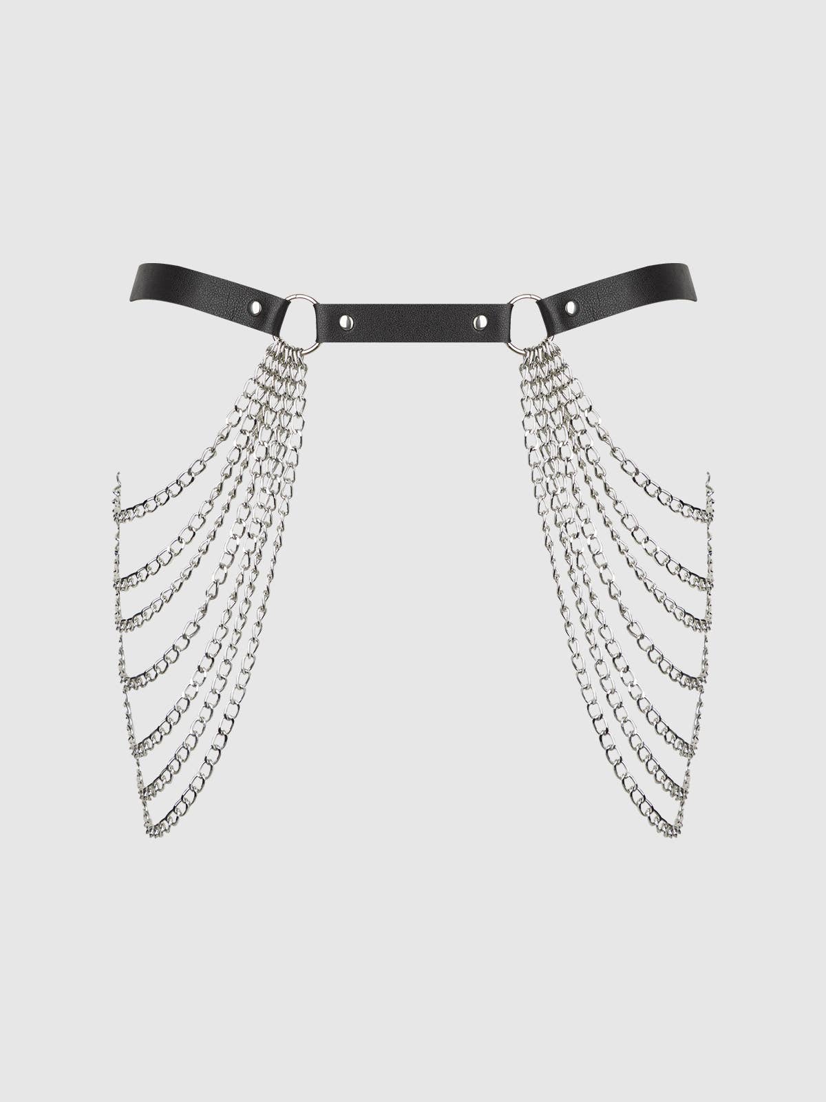 CHAIN & LEATHER-LIKE DRAPED GARTER