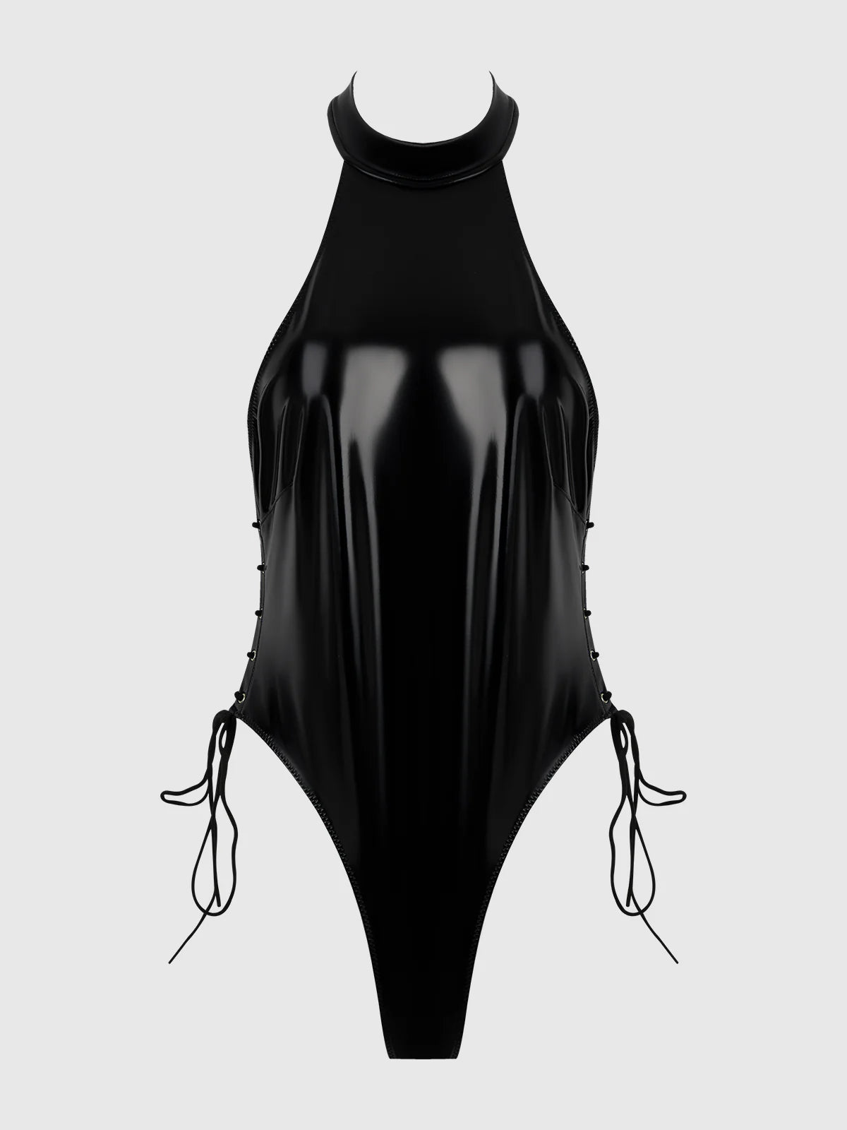TRINITY PATENT LACE UP HALTER TEDDY