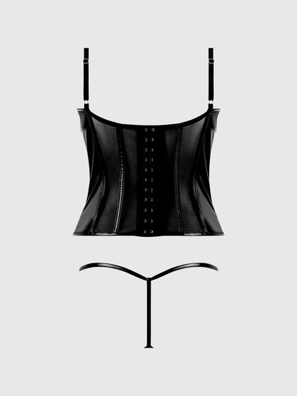 TRINITY PATENT LACE UP BUSTIER & G-STRING SET