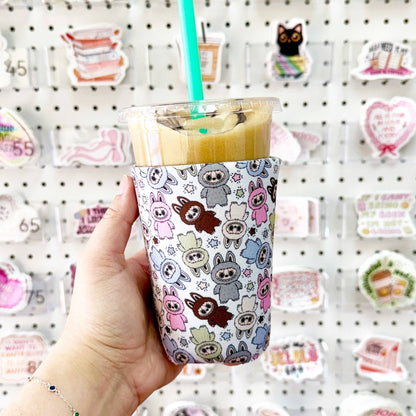 Iced Coffee Sleeve, Monster Pattern