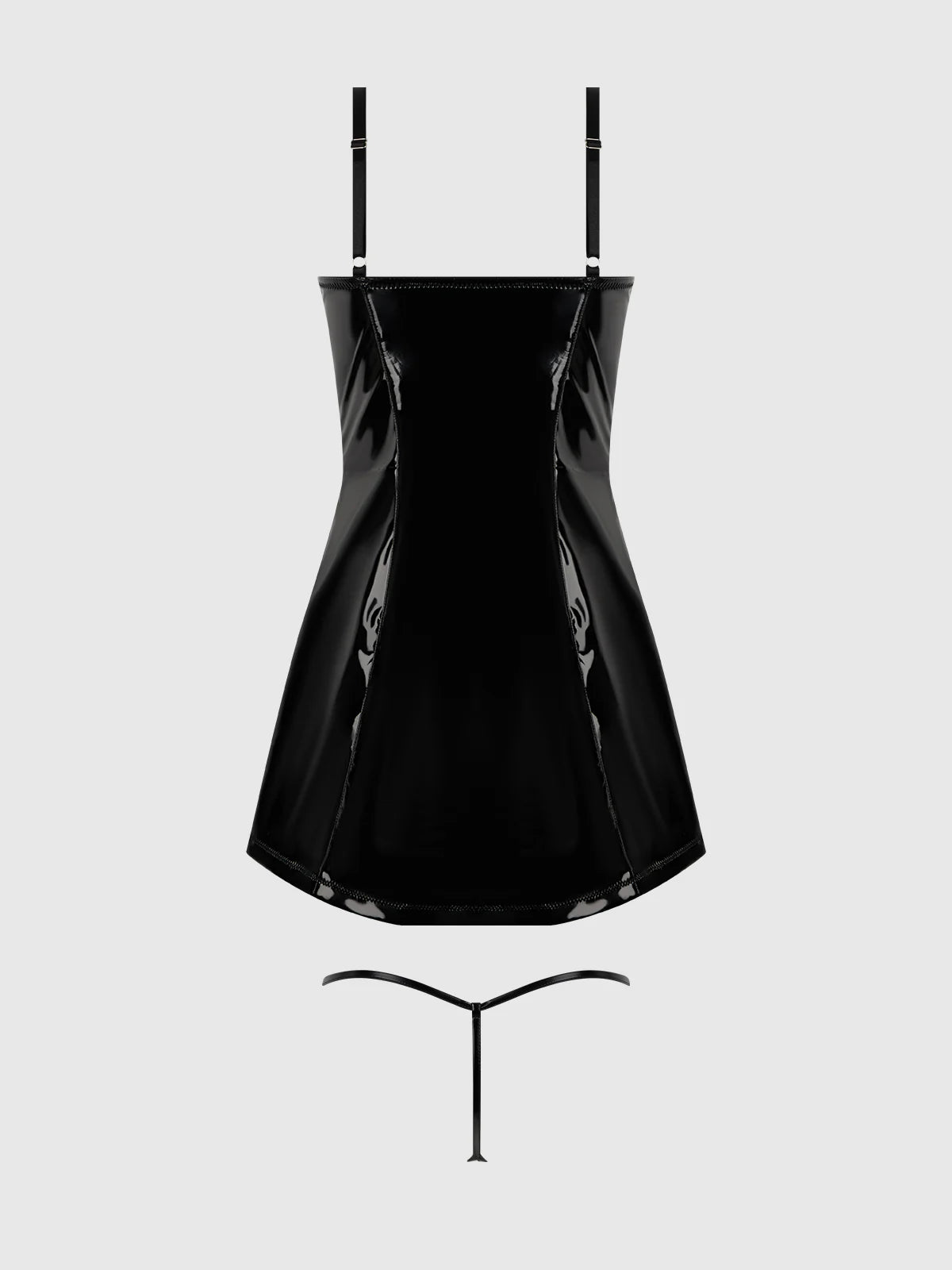 TRINITY PATENT CHEMISE & G-STRING SET