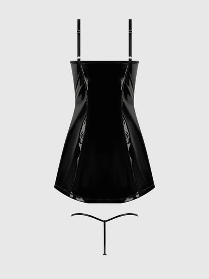TRINITY PATENT CHEMISE & G-STRING SET