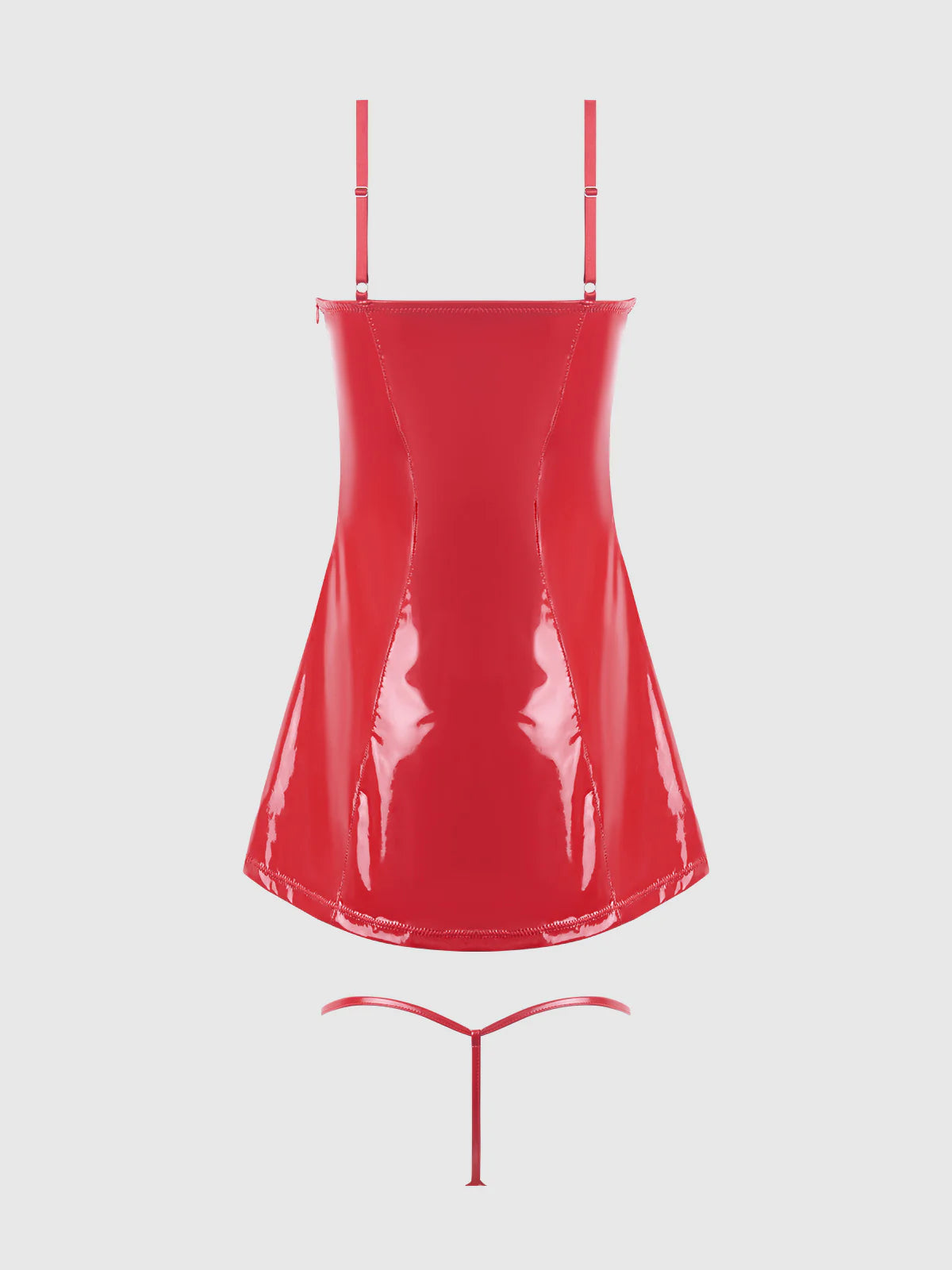 TRINITY PATENT CHEMISE & G-STRING SET