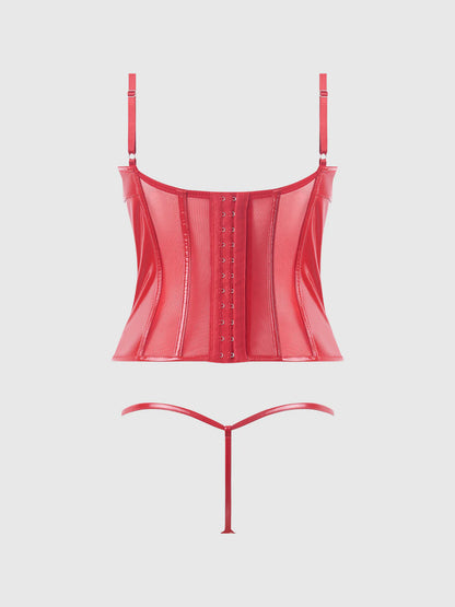 TRINITY PATENT LACE UP BUSTIER & G-STRING SET