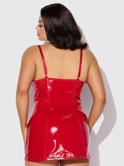 TRINITY PATENT CHEMISE & G-STRING SET