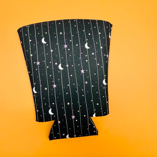 Iced Coffee Sleeve, Black Moon and Stars Pattern