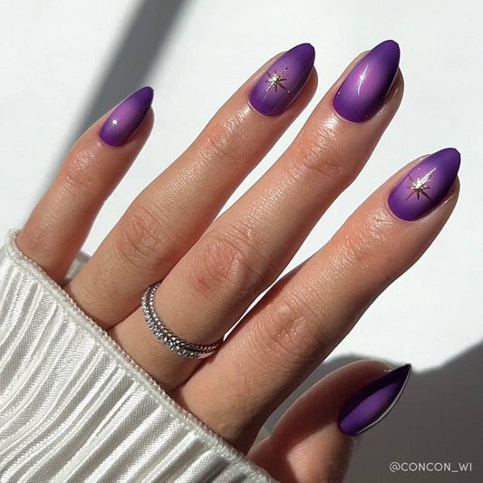 Tarot Press-On Nails | Purple Aura | Short Almond Length