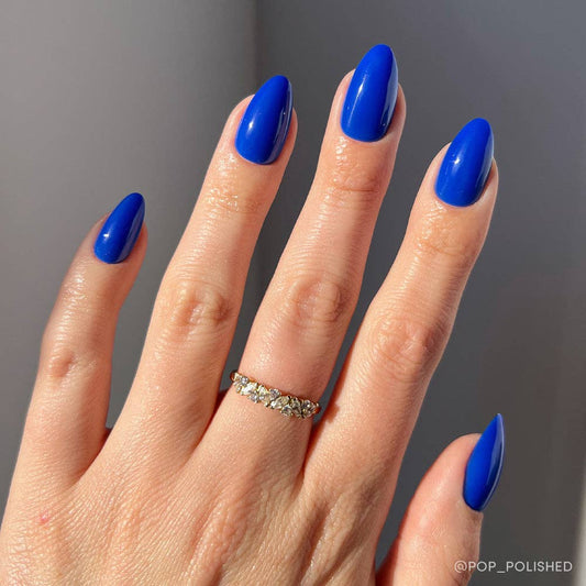 Cobalt Blue Press-On Nails | Solid Nail| Short Almond Length