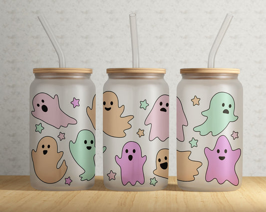 Frosted Can Glass, Pastel Ghosts